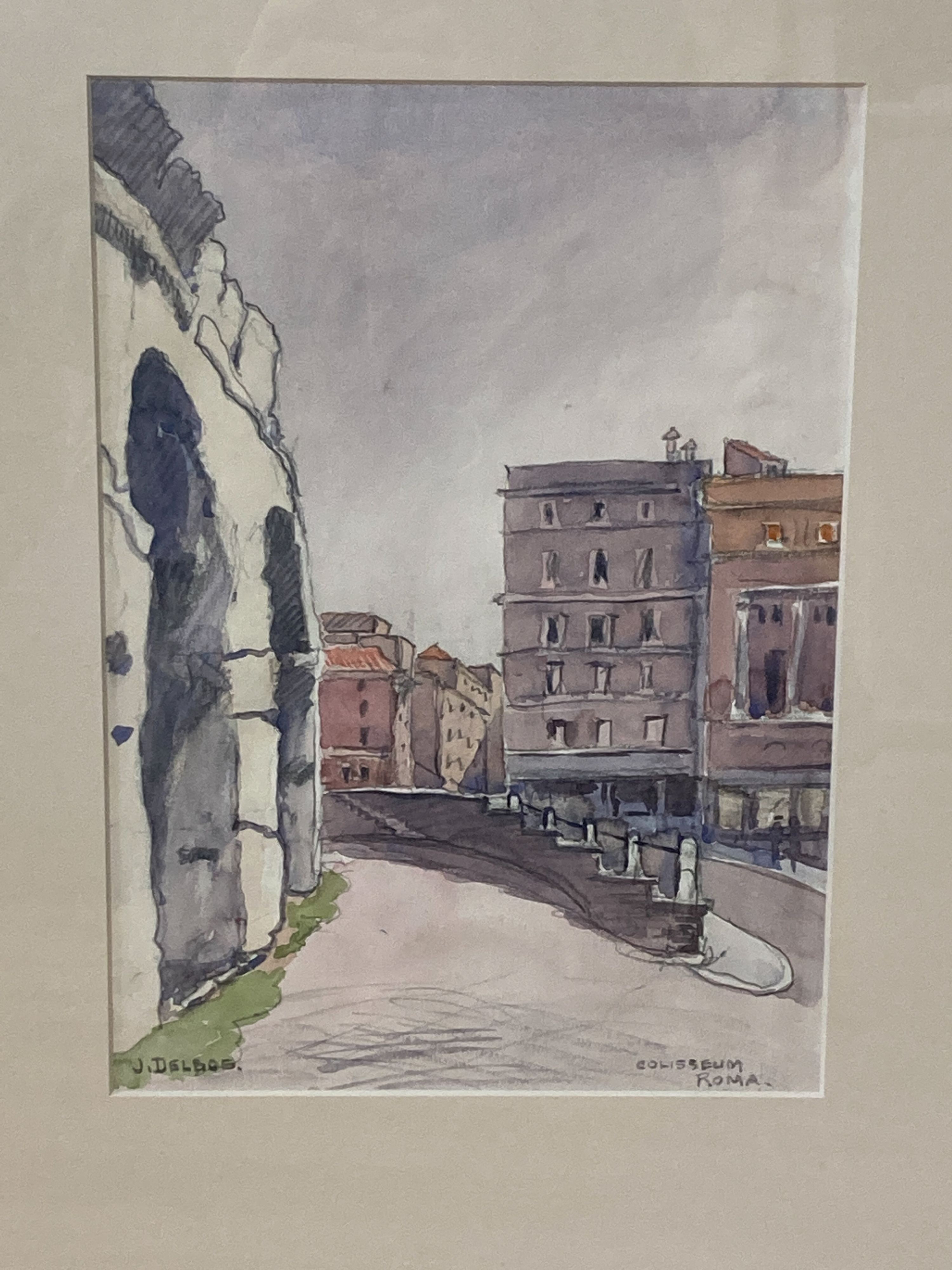 Julius Delos (1879-1970), four watercolours, Views in Naples, Rome and Venice, signed, largest 30 x 21cm.